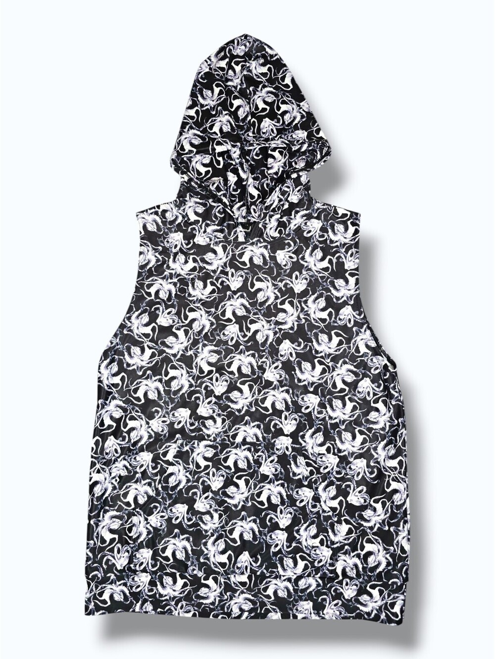 BlackMilk Octopus Print Sleeveless Hooded Top Festival Rave Streetwear Medium